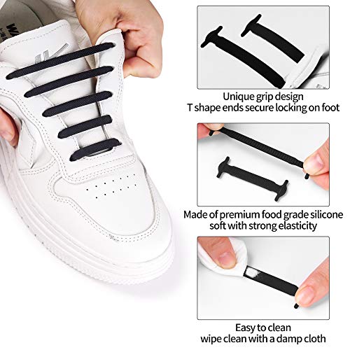 KUYiA Sin Corbata Cordones de Zapatos, Impermeables de Silicona Niños y Adultos Cordones Elásticos, Caminar Atlético Correr Deportivo Moda Planos Shoe Laces para Zapatillas Casuales Tablero Boots