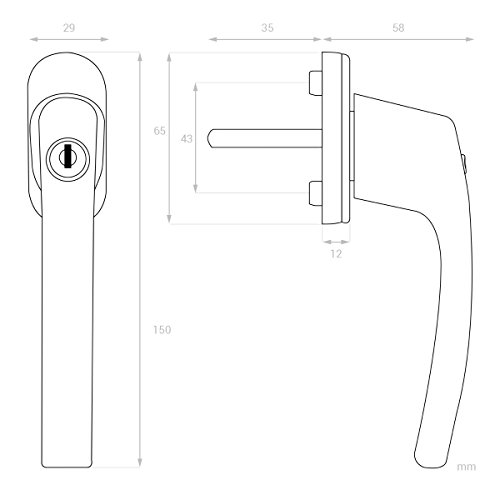 kwmobile 8 pomo de puerta con llave - Manilla de puerta con cerrojo - Manija de seguridad para ventana corredera - Pasador 35MM RAL 9005 color blanco