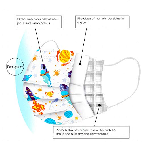 KYZRUIER 50PC Mascarillas Niños, Mascarillas Infantil Dibujos Animados para Actividades Aire Libre Patrón Escuela Fiesta Patrón De Dibujos Animados De Dinosaurios Colores (A2-2)