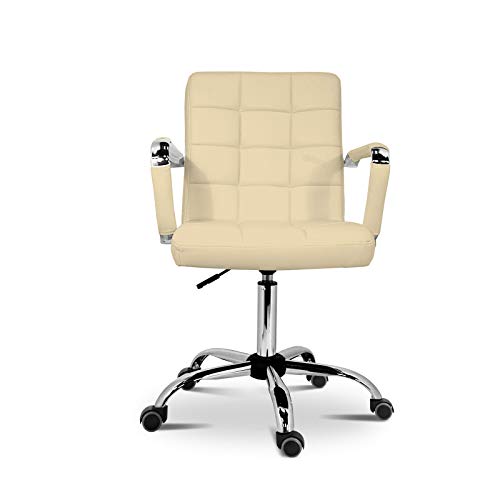 La Silla Española Tenerife Silla con Ruedas, Piel_sintética, Beige, 59x54x101 cm