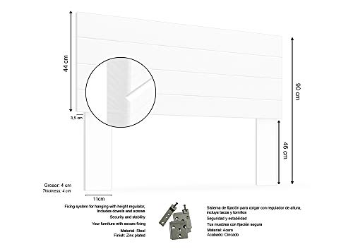 LA WEB DEL COLCHON - Cabecero de Madera Rústico Vintage para Cama de 105 (115 x 90 cms.) Blanco nórdico  | Cabeceros Madera | Dormitorio Matrimonio | Cabezal Cama |Estilo nórdico