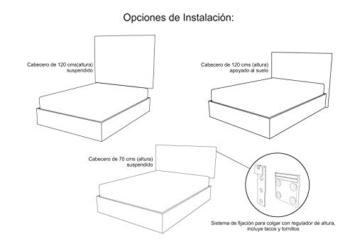 LA WEB DEL COLCHON - Cabecero tapizado Paros para Cama de 150 (160 x 70 cms) Blanco Polipiel | Cama Juvenil | Cama Matrimonio | Cabezal Cama |