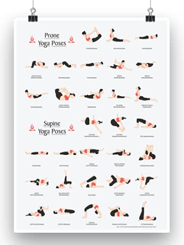 Lab NO 4 Yoga Poster, Prone & Supine Yoga Asanas Posture Poses in A3