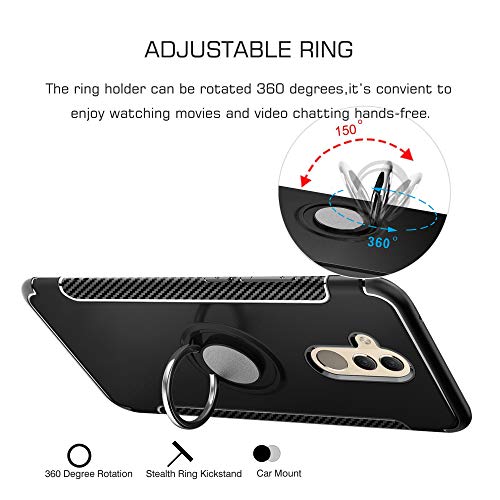 Labanema Mate 20 Lite Funda, 360 Rotating Ring Grip Stand Holder Capa TPU + PC Shockproof Anti-rasguños teléfono Caso protección Cáscara Cover para Huawei Mate 20 Lite - Negro