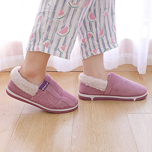 LACOFIA Zapatillas de Estar en Casa de Mujer Cerradas Pantuflas Señora Invierno con Suela de Goma Antideslizante para Interiores y Exteriores Morado 36/37