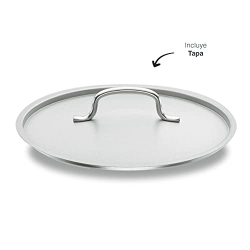 Lacor Olla Alta Acero Inoxidable, Incluye Tapa, Apta para Todo Tipo de Cocinas, Acabado Mate, Capacidad: 10.5 L, Diámetro: 24 cm, Plata, 26 cm