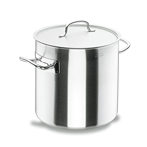 Lacor Olla Alta Acero Inoxidable, Incluye Tapa, Apta para Todo Tipo de Cocinas, Acabado Mate, Capacidad: 10.5 L, Diámetro: 24 cm, Plata, 26 cm