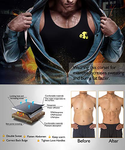 LaLaAreal Fajas Reductoras Adelgazantes Hombre Camiseta Termica Sauna de Neopreno Fitness Gym Faja Deportiva X-Large