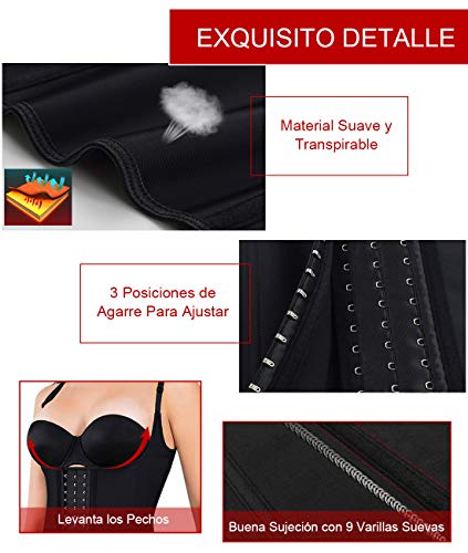 LaLaAreal Fajas Reductoras Corset de Alta Cinturón Mujer para Fitness Corsé Cintura Deporte Waist Trainer Camiseta Cremallera