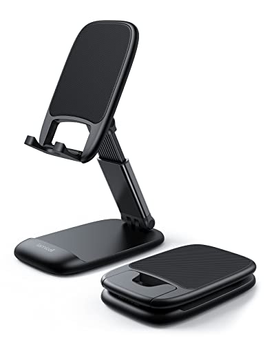 Lamical Soporte Móvil Plegable, Soporte Teléfono Mesa - Base Móvil Escritorio Ajustable, Soporte Universal para iPhone13 Pro MAX, 12 Mini, 12 Pro MAX, Samsung, Xiaomi Redmi y Otro Smartphone, Negro