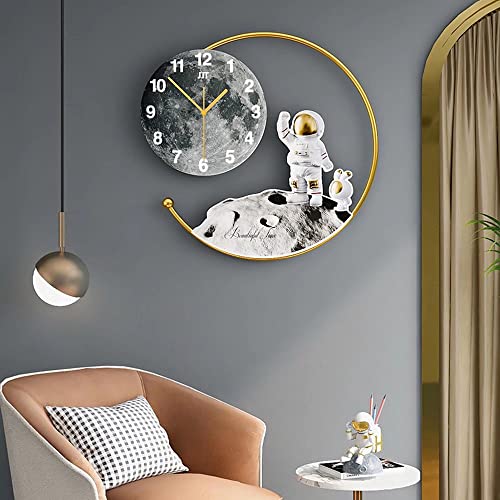 Lámpara de pared LED Moderno Reloj Astronauta Apliques de pared con mando a distancia, sin "tic-tac" Reloj de pared Dimmage Iluminación decorativa de pared Lámparas de cabecera