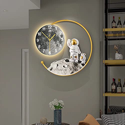 Lámpara de pared LED Moderno Reloj Astronauta Apliques de pared con mando a distancia, sin "tic-tac" Reloj de pared Dimmage Iluminación decorativa de pared Lámparas de cabecera