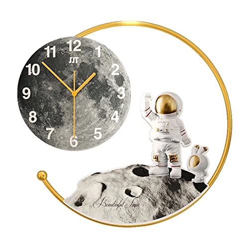 Lámpara de pared LED Moderno Reloj Astronauta Apliques de pared con mando a distancia, sin "tic-tac" Reloj de pared Dimmage Iluminación decorativa de pared Lámparas de cabecera