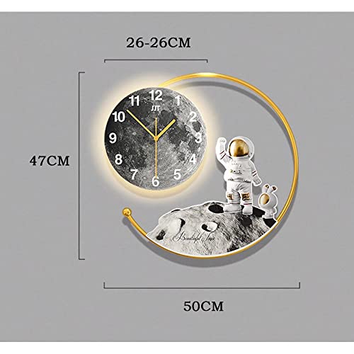 Lámpara de pared LED Moderno Reloj Astronauta Apliques de pared con mando a distancia, sin "tic-tac" Reloj de pared Dimmage Iluminación decorativa de pared Lámparas de cabecera