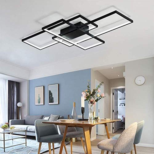 Lámpara De Sala De Estar Con Luz De Techo Regulable LED Con Control Remoto Lámpara De Techo Minimalista Moderna Lámpara De Techo De Diseño Acrílico De Metal Creativo Iluminación Lámpara,Negro,90cm