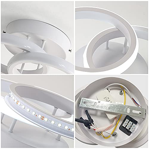 Lámpara de Techo Moderna, Plafon LED Techo acrílica 22W Moderno, Diseño Forma de 2 LED anillos, Luz de Techo para Dormitorio Cocina Sala de Estar Pasillo Comedor Balcón, Blanco Frío 6000K