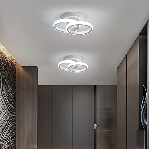 Lámpara de Techo Moderna, Plafon LED Techo acrílica 22W Moderno, Diseño Forma de 2 LED anillos, Luz de Techo para Dormitorio Cocina Sala de Estar Pasillo Comedor Balcón, Blanco Frío 6000K