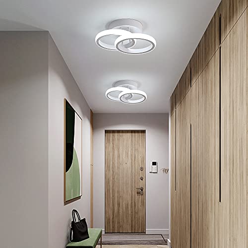 Lámpara de Techo Moderna, Plafon LED Techo acrílica 22W Moderno, Diseño Forma de 2 LED anillos, Luz de Techo para Dormitorio Cocina Sala de Estar Pasillo Comedor Balcón, Blanco Frío 6000K