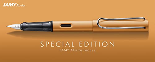 LAMY 1233453 AL-star 27 - Pluma estilográfica de aluminio en color bronce con mango transparente y muelle de acero, grosor M