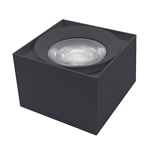 LANBOS 10W Lámpara de techo LED,Foco LED para techo,Focos de techo,Lámpara de salón,Luz de techo led,Plafón con Focos,luz blanco cálido, 3000K,IP20, 10X7CM (Negro+blanco cálido)