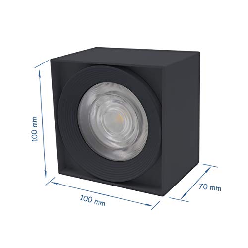 LANBOS 10W Lámpara de techo LED,Foco LED para techo,Focos de techo,Lámpara de salón,Luz de techo led,Plafón con Focos,luz blanco cálido, 3000K,IP20, 10X7CM (Negro+blanco cálido)