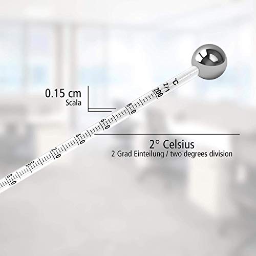 Lantelme Termómetro de laboratorio, 2 unidades, resistente al ácido, cristal y acero inoxidable, de -10 hasta +110 °C, termómetro analógico para laboratorio, artesanía 4541