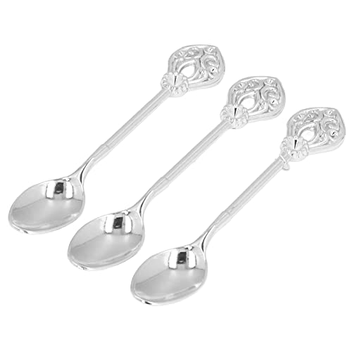 Lantuqib Soporte para Cucharas de Café, Juego de Cucharas de Postre para Café, Ampliamente Utilizado, Color Brillante, Elegante Cisne, Muy Duradero para el Hogar, la Oficina, para el Hotel(Plata)