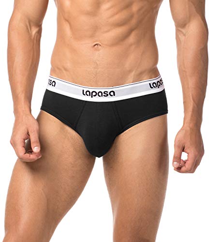 LAPASA Calzoncillos Hombre Slip Pack de 4 Boxer Algodón Peinado para Hombre con Soporte Frontal M04 XL Multicolor