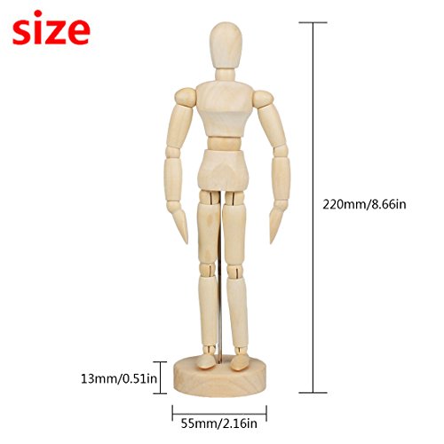 Larcele Maniquí de Humanos Madera Articulado Maniquíes Modelo de Dibujo mrmx-01 (22cm)