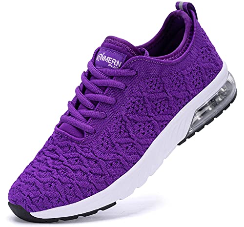 LARNMERN PLUS Sneaker Zapatillas de Deportivas de Running para Mujer Colchón Aire Zapatos Transpirables Deportivas Calzado Correr Gimnasio Deporte(41EU,Morado)