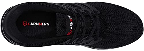 LARNMERN PLUS Zapatos de Seguridad Hombre Ligeras Zapatillas de Seguridad Punta de Acero Comodo Transpirables Antideslizante Air Cushion Calzado de Seguridad Trabajo Verano(Knit Negro,43EU)