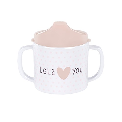 LÄSSIG Taza para sippy de 2 asas con tapa antideslizante en la parte inferior/Lela rosa claro