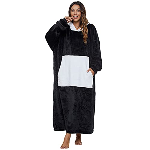 LATH.PIN Panda Manta de Sofá con Capucha Oversize Sudaderas con Capucha Unisex Plaid con Mangas Bolsillo Divertida Pijama Party Animal (Panda, Talla única)