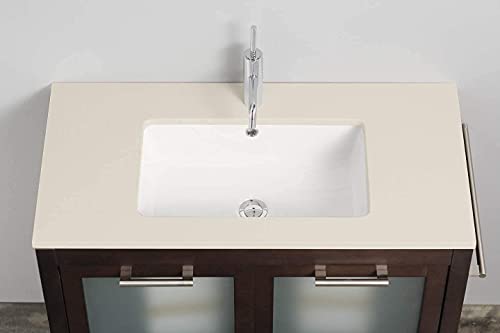 Lavabo Bajo Encimera o Soto Encastre de Porcelana Blanca Rectangular Roma de 54x34x17cm con Rebosadero para Mueble de Baño. Diseño Atemporal combinable con Cualquier Ambiente