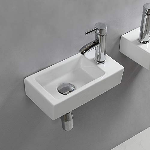 Lavabo de pared para lavabo pequeño rectangular de cerámica