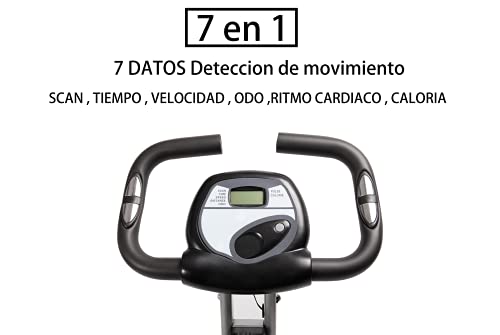 LAZY SPORTS Bicicleta estática spinning plegable, magnetorresistencia de nivel 8, asiento con apoyabrazos y respaldo, pantalla LCD, carga máx.120Kg