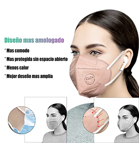 LAZY SPORTS Mascarilla Antibacteriana filtrante hemofacial FFP2, Homologada NR CE 0598, Eficiencia Filtración, Transpirables, Antiolor, pack individuales 10 unidades.