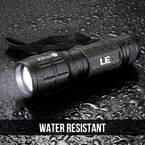 LE Linterna LED de Mano 3 Modos Luz Alta Potencia Linternas Antorcha Zoomble Flashlight LED Impermeable para Ciclismo Camping Montañismo, Incluida 3 AAA Pilas