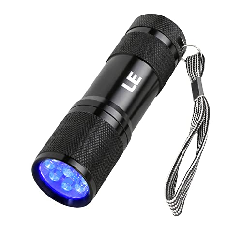 LE Linterna Ultravioleta, Led UV Detectar Orina y Manchas de Mascota 9 LED, 395nm Luz Negra, 3 Pilas Incluidas