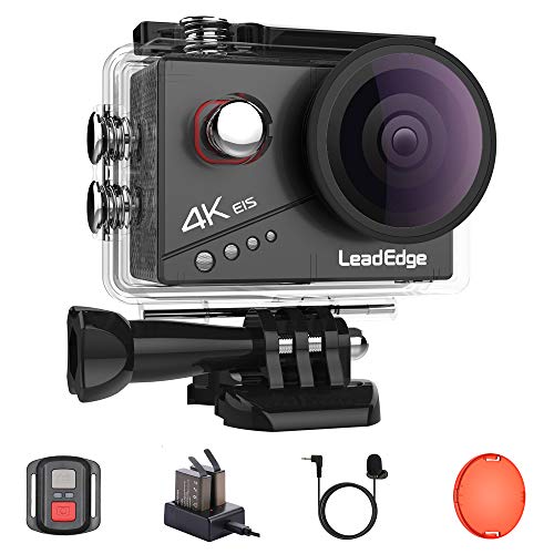 LeadEdge Cámara Deportiva 4K 20MP EIS estabilizador Micrófono Externo con Control Remoto Wi-Fi 170° Gran Angular Camara Acuática Camaras Acción Sumergible de 40M