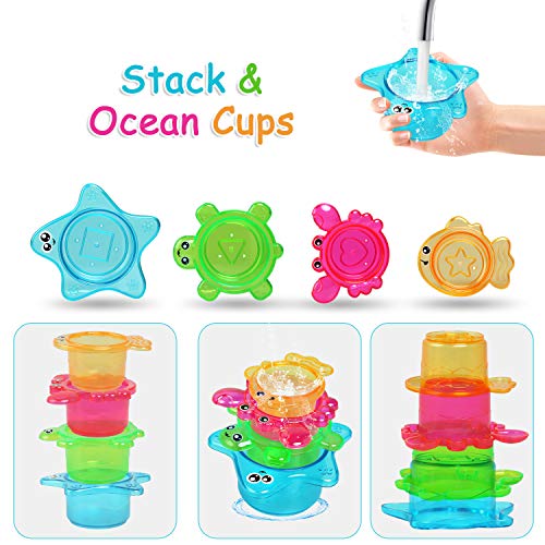 LEADSTAR Juguetes de Baño para Bebé,12PCS Juguetes Bañera Flotante con Juegos de Pesca para Bebe Niños Agua Piscina Baño Playa Regalo Bueno de Cumpleaños Navidad