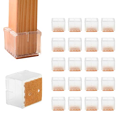 LEADSTAR Silla Pierna Caps, 20Pz Tabla de Muebles Fundas Protectores para sillas, Muebles-Punta Silla Antirayaduras- Almohadilla de Patas de Sillas para 30-35 mm - Transparent