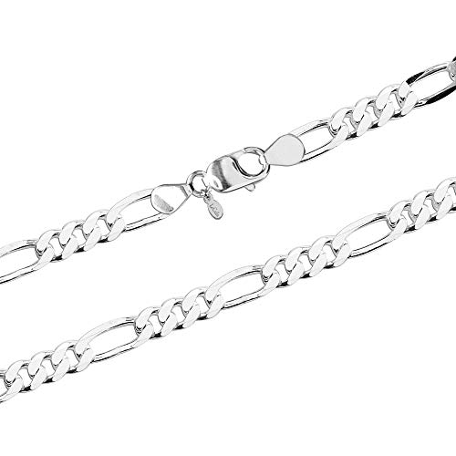 LeCalla Links Collar de plata de ley italiana de 3,5 mm, 6,8 mm, cadena Figaro para mujeres y hombres (16, 18, 20, 22, 24, 26 pulgadas)