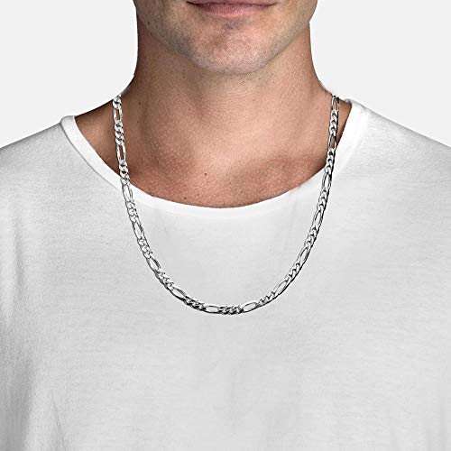 LeCalla Links Collar de plata de ley italiana de 3,5 mm, 6,8 mm, cadena Figaro para mujeres y hombres (16, 18, 20, 22, 24, 26 pulgadas)