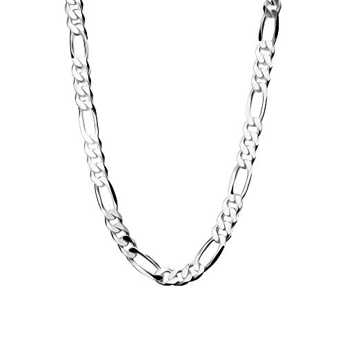 LeCalla Links Collar de plata de ley italiana de 3,5 mm, 6,8 mm, cadena Figaro para mujeres y hombres (16, 18, 20, 22, 24, 26 pulgadas)