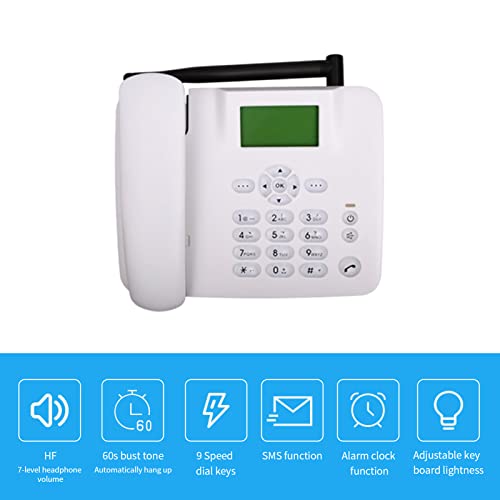 Lechnical Teléfono inalámbrico fijo Teléfono de escritorio 4G Soporte GSM 850/900/1800/1900 MHZ Tarjeta SIM Teléfono inalámbrico con antena Radio Reloj despertador Función SMS para la casa Centro