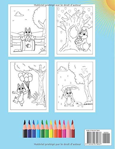 L'écureuil en balade - Livre de coloriage: Livre spécial pour les enfants, un cadeau pour les fêtes, Noël, Saint Nicolas, anniversaires... 2-6 ans