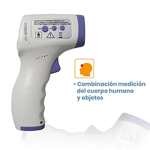 LED ATOMANT, S.L. Termómetro Infrarrojo Profesional sin Contacto con lecturas precisas de 0,2 Grados C. Medición en Frente Desde 5 cm con máxima precisión. Calidad Medica.