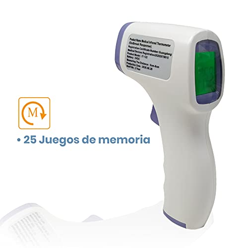 LED ATOMANT, S.L. Termómetro Infrarrojo Profesional sin Contacto con lecturas precisas de 0,2 Grados C. Medición en Frente Desde 5 cm con máxima precisión. Calidad Medica.