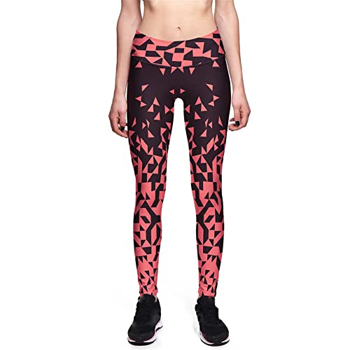 Leggins Mujer Fitness Mallas Deportivo Pilates, Moda contraste de color triángulo geométrico remiendo de cintura alta 7/8 Longitud de entrenamiento flacos de las polainas Medias Ascensor pantalones de